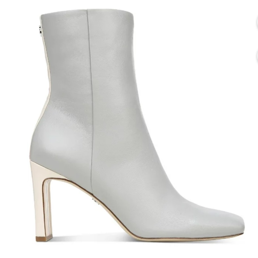 Sam Edelman Anika Ankle Boot Bootie 8 Gray Leather Mid Calf Square Toe High Heel